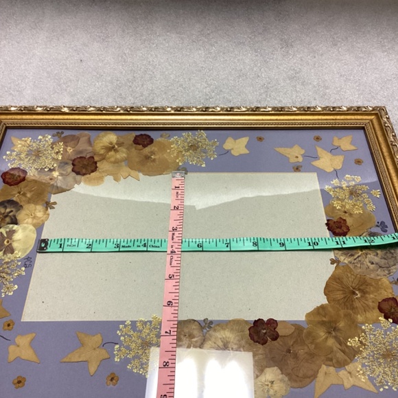 Vintage Dried Pressed Pansies Floral Gold Frame Art - Picture 8 of 11